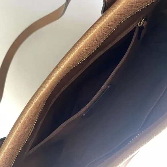 COACH City Zip Tote Saddle Light Brown Crossgrain Leather Bag Gold F58846 - Picture 7 of 13